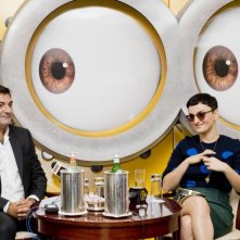 Cattivissimo me 2: Max Giusti e Arisa (doppiatori italiani del film) durante la conferenza stampa romana del film