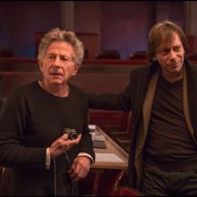 Venere in pelliccia: il regista Roman Polanski sul set con Mathieu Amalric