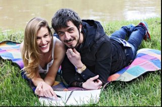 Fuga di cervelli: Paolo Ruffini sul set del film con Olga Kent