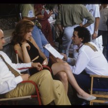 Pensavo fosse amore...: Massimo Troisi, Francesca Neri e Angelo Orlando sul set (foto di MARIO TURSI)