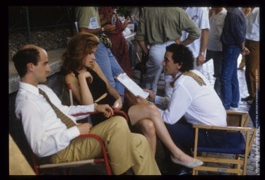 Pensavo fosse amore...: Massimo Troisi, Francesca Neri e Angelo Orlando sul set (foto di MARIO TURSI)