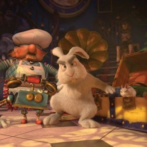 Il castello magico: coniglio agguerrito in una scena del film