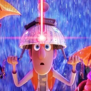 Piovono polpette 2, Flint in una buffa scena del cartoon