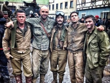 Fury: Brad Pitt, Shia LaBeouf, Jon Bernthal e Logan Lerman sul set