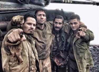 Fury: Shia LaBeouf, Jon Bernthal, Michael Pena e Logan Lerman sul set