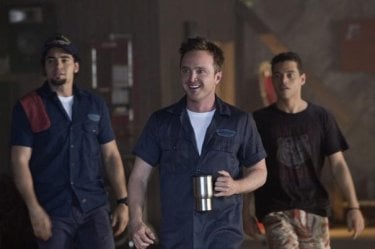 Need for Speed: Aaron Paul con Ramon Rodriguez e Rami Malek in una scena del film