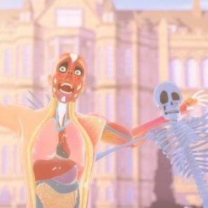 La scuola pià pazza del mondo: il Signor Nudo e Lo scheletro in una scena