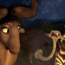 Khumba: Mama V insieme a Khumba e a Bradley lo struzzo in una scena del film