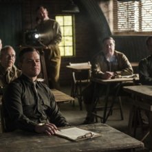 The Monuments Men: Matt Damon, Bill Murray, Bob Balaban, Jean Dujardin e John Goodman in una scena del film