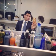 Salvatore Ruocco sul set del film 'Pasolini' di Abel Ferrara.