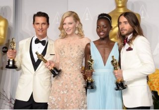 Oscar 2014: Matthew McConaughey, Cate Blanchett, Lupita Nyong'o e Jared Leto con gli Oscar attoriali