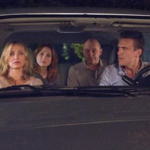 Sex Tape - Finiti in rete: Cameron Diaz e Jason Segel in macchina con Rob Corddry ed Ellie Kemper