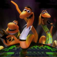 Barry, Gloria e i Disco Worms: una scena di gruppo del film