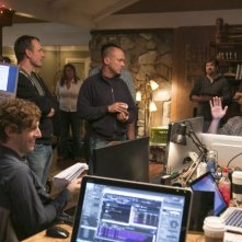 Silicon Valley: Alec Berg, Mike Judge, Zach Woods, T.J. Miller, Thomas Middleditch e Kumail Nanjiani in una scena