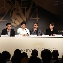 Foxcatcher: Channing Tatum, Steve Carell, Bennett Miller e Mark Ruffalo in conferenza stampa a Cannes 2014