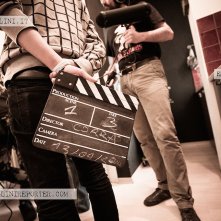 Tellurica: un'immagine dal set in cui si vede il ciak