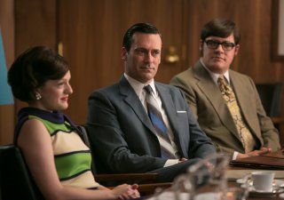 Mad Men: Elisabeth Moss, Jon Hamm e Rich Sommer in una scena di Waterloo