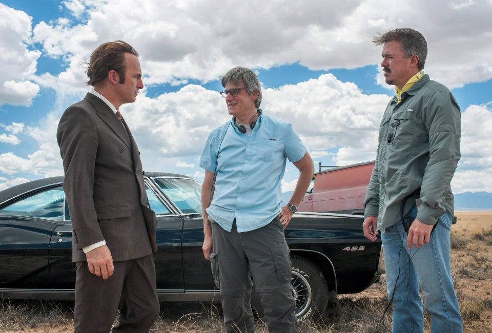 Better Call Saul: Bob Odenkirk, Vince Gilligan e Peter Gould sul set della serie
