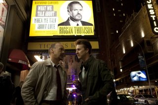 Michael Keaton in una scena di Birdman con Edward Norton
