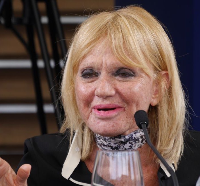 Un primo piano di Rita Pavone, ospite della 67° edizione del Festival di Locarno