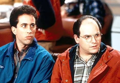 Seinfeld: Jerry Seinfeld e Jason Alexander in una scena della serie