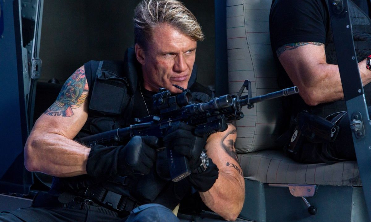 Dolph Lundgren in una scena de I mercenari 3