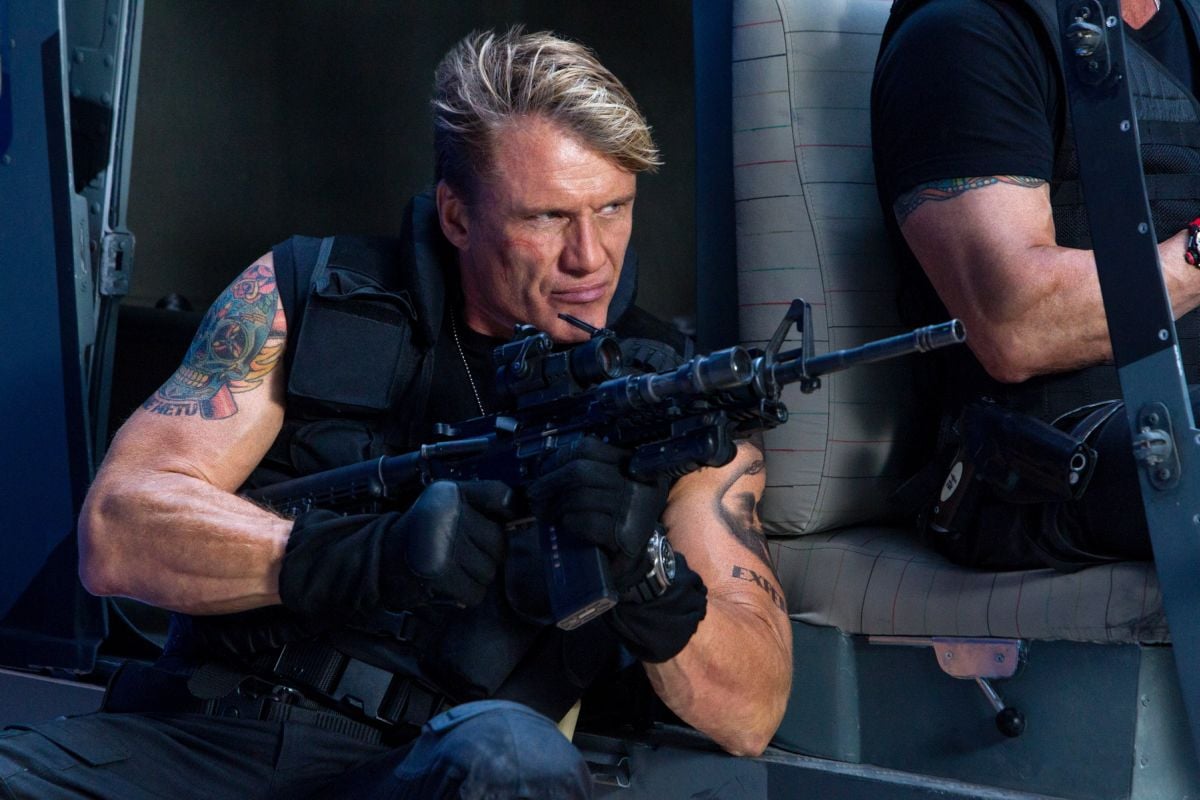 Dolph Lundgren in una scena de I mercenari 3