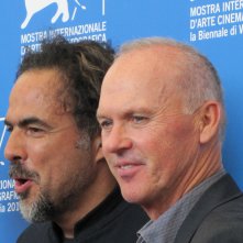 Alejandroo Gonzalez Inarritu e Michael Keaton a Venezia 2014 con Birdmman