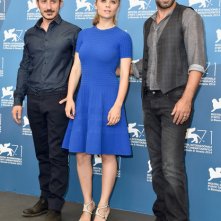 Venezia 71: il regista di Senza nessuna pietà Michele Alhaique con gli interpreti Greta Scarano e Pierfrancesco Favino