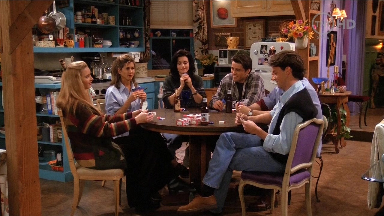 Il cast di Friends in una scena della prima stagione
