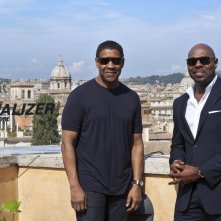 The Equalizer - Il vendicatore: Antoine Fuqua con Denzel Washington durante il photocall della presentazione romana del film