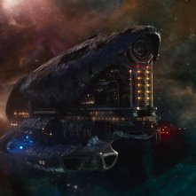 Guardiani della Galassia: gigantesche astronavi spaziali in una scena del kolossal fantascientifico