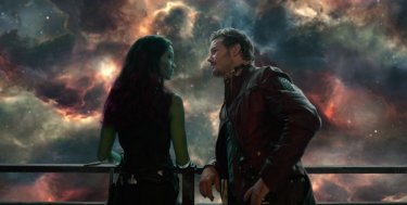 Chris Pratt con Zoe Saldana in Guardiani della Galassia