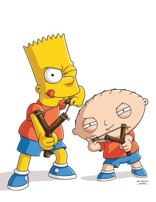 The Simpsons Guy: Bart e Stewie in un'immagine promozionale del crossover Simpson/Griffin