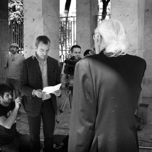 Giulio Cesare - Compagni di scuola: il regista Antonello Sarno sul set del film con Marco Pannella