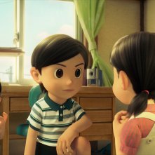 Doraemon: Nobita con Shizuka e Dekisugi in una scena del film d'animazione