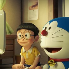Doraemon: Nobita e Doraemon in una scena del film animato