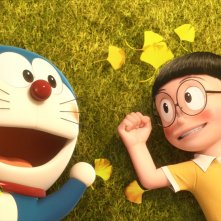 Doraemon: Nobita e Doraemon in una scena del film d'animazione