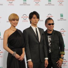 Takashi Miike con gli attori di As the Gods Will al Festival di Roma 2014
