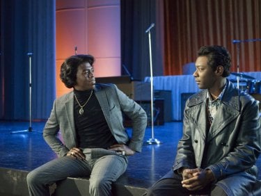 Get on Up: Chadwick Boseman e Nelsan Ellis in una scena del film biografico musicale su James Brown