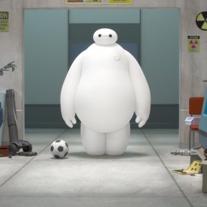Il robot bianco Baymax in una scena di 'Big Hero 6'