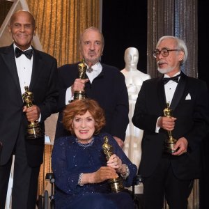 Oscar 2015: i premi alla carriera consegnati a Hayao Miyazaki, Harry Belafonte, Maureen O'Hara e Jean-Claude Carrière