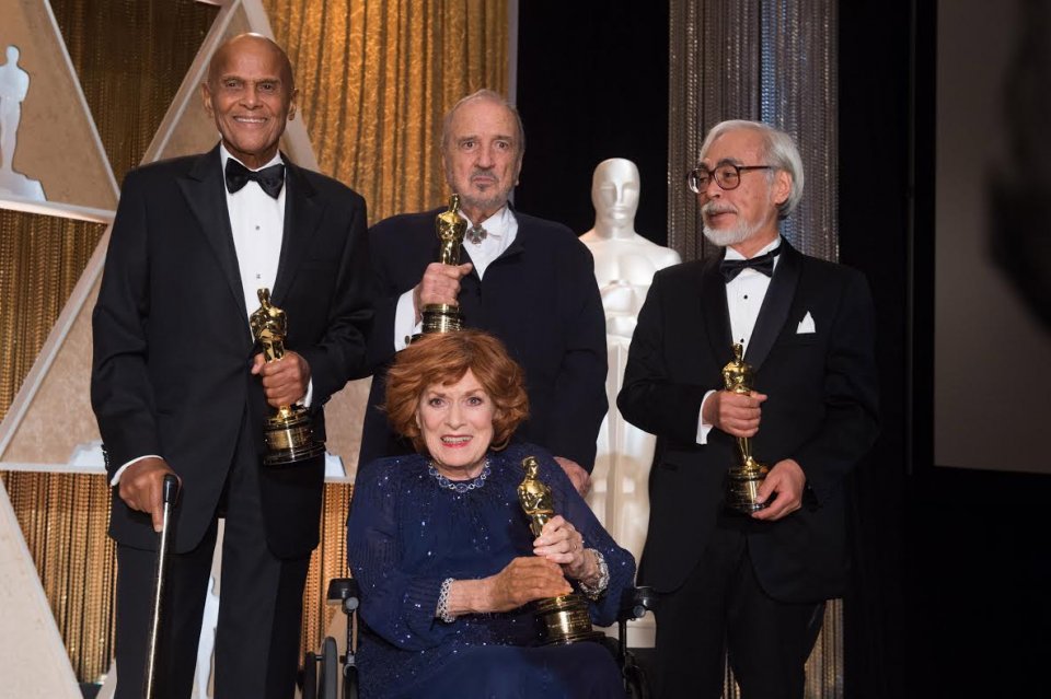 Oscar 2015: i premi alla carriera consegnati a Hayao Miyazaki, Harry Belafonte, Maureen O'Hara e Jean-Claude Carrière