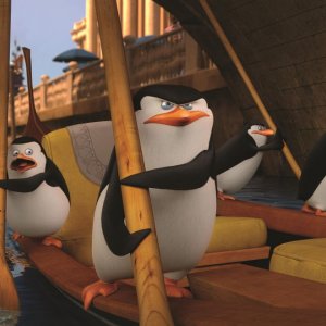 I pinguini di Madagascar: Skipper, Kowalski, Rico e Soldato in una scena a Venezia