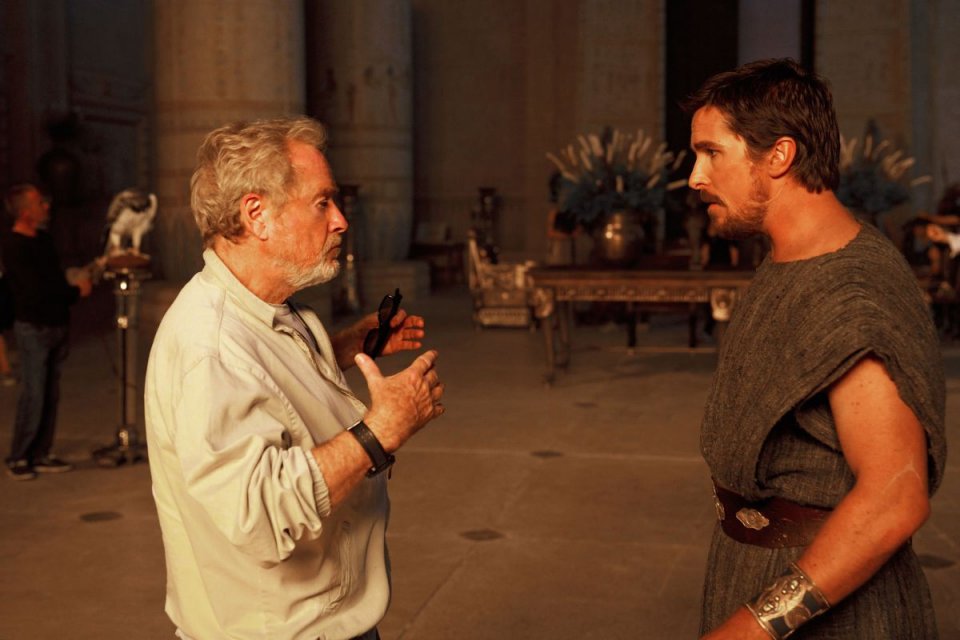 Exodus - Dei e Re: Christian Bale con Ridley Scott sul set