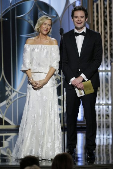 Kristen Wiig e Bill Hader durante i Golden Globes 2015