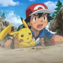 Pokémon Il Film - Diancie e il Bozzolo della Distruzione: Pikachu con Ash in una scena del film animato