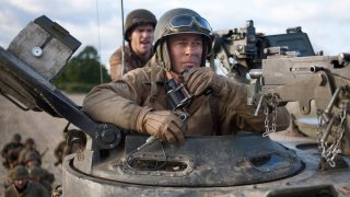 Fury: Brad Pitt in una scena del film bellico