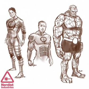 Fantastic 4 - I Fantastici Quattro: il bozzetto del costume dei tre protagonisti maschili