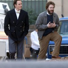 Steve Jobs: Michael Fassbender e Seth Rogen sul set californiano